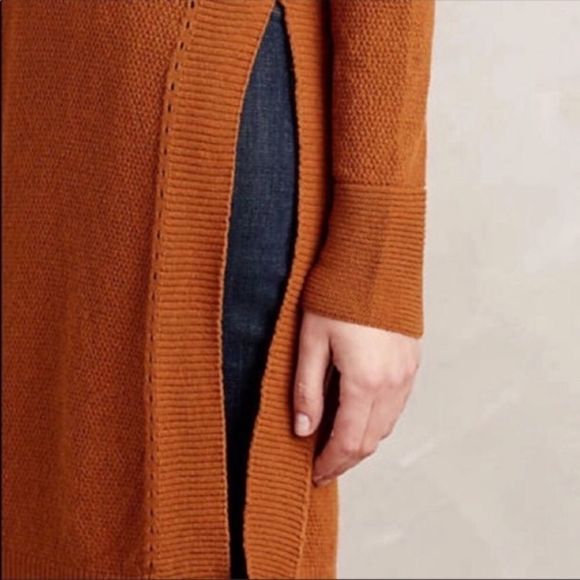 Anthro Moth V neck Side Split Sweater - Picture 7 of 7